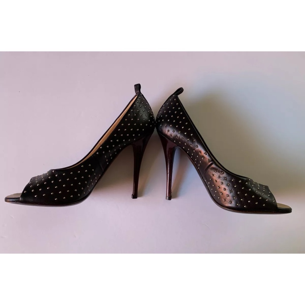 Giuseppe Zanotti Black Studded Peep Toe Heels 6.5 - Picture 2 of 8